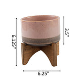 Cherry Lava Ceramic Bowl On Wood Stand