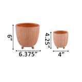 Set of 2 Terracotta Colored Chevron Ceramic Pots