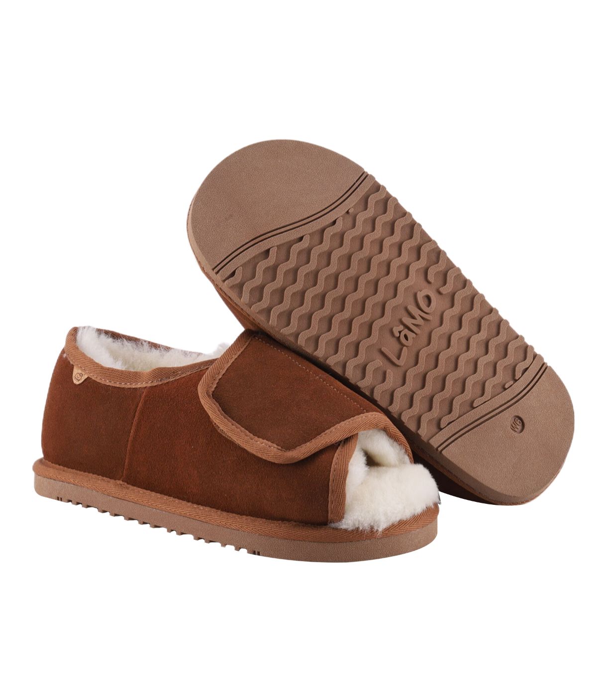 Wide Ladies Open Toe wrap with 100% Australian sheepskin lining Chestnut