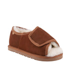 Wide Ladies Open Toe wrap with 100% Australian sheepskin lining Chestnut