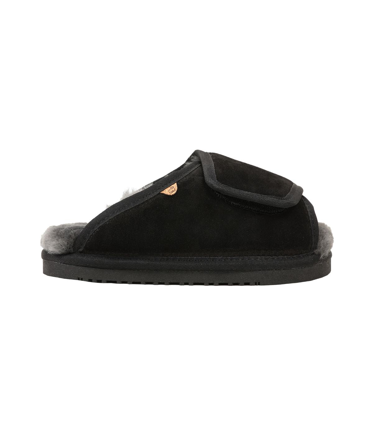 Ladies Open Toe slide wrap with 100% sheepskin lining Black