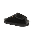 Ladies Open Toe slide wrap with 100% sheepskin lining Black