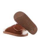 Ladies Open Toe slide wrap with 100% sheepskin lining Chestnut