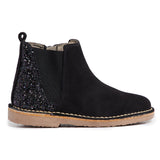 Glitter and Suede Chelsea Boots in Black