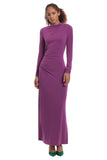 Purple High Neck Long Slim Dress