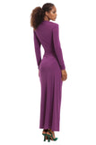 Purple High Neck Long Slim Dress