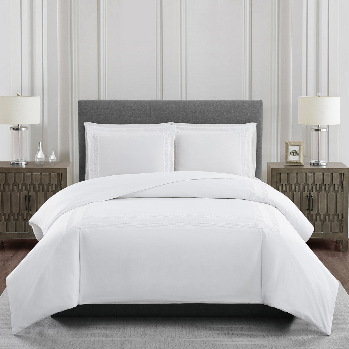 Bristol Embroidered Duvet Cover Set White