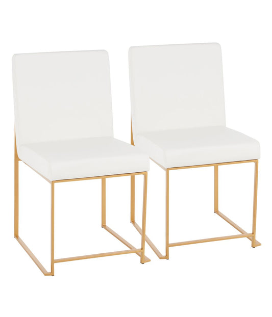 High Back Fuji Gold Dining Chair - Set of 2 Gold & White