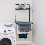 Collapsible Wall-Mounted Clothes Drying Rack with 2 Shelves