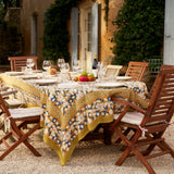 Forest Harvest Mustard & Blue Tablecloth Square