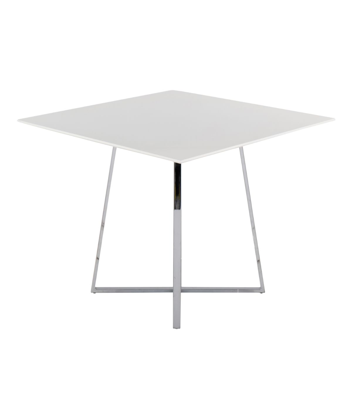 Cosmo Square Dining Table Chrome & White