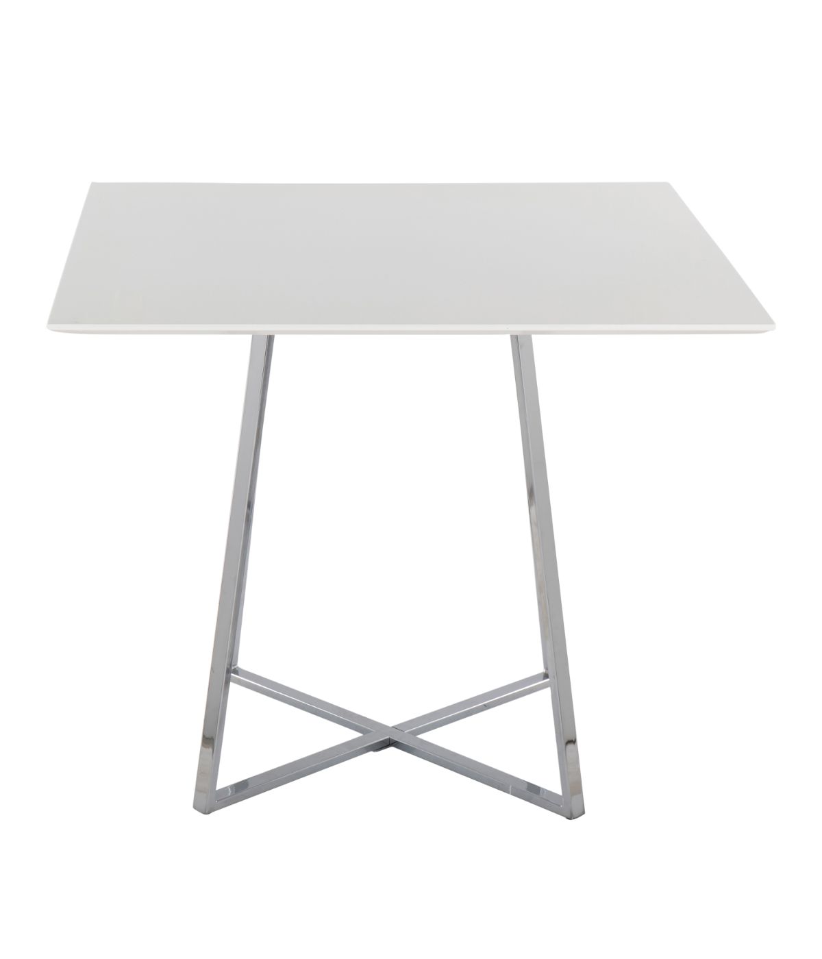 Cosmo Square Dining Table Chrome & White