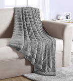 Ribbed Faux Rabbit Fur Throw