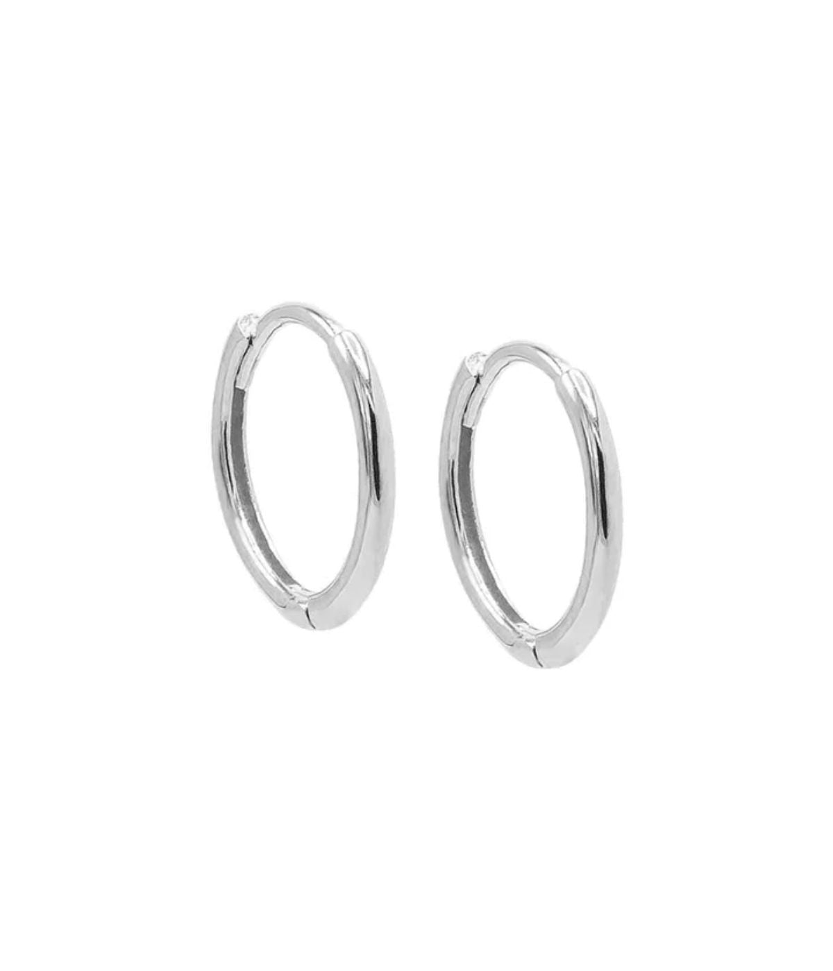 Mini Solid Huggie Earring 14K White Gold