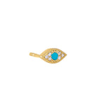 Pave Evil Eye Stud Earring Sapphire Blue