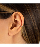 Pave Double Drop Chain Ear Cuff Gold