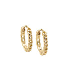 Mini Solid Cuban Chain Huggie Earring 14K Gold