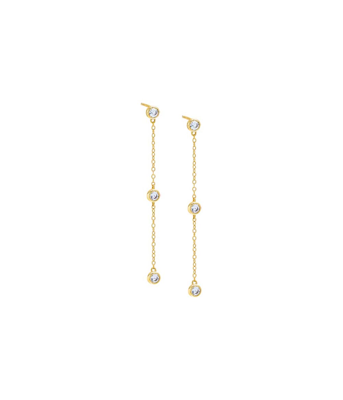 Bezel Diamond By The Yard Drop Stud Earring Gold