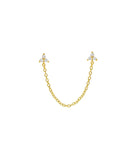 Double Trio Cluster Chain Stud Earring Gold