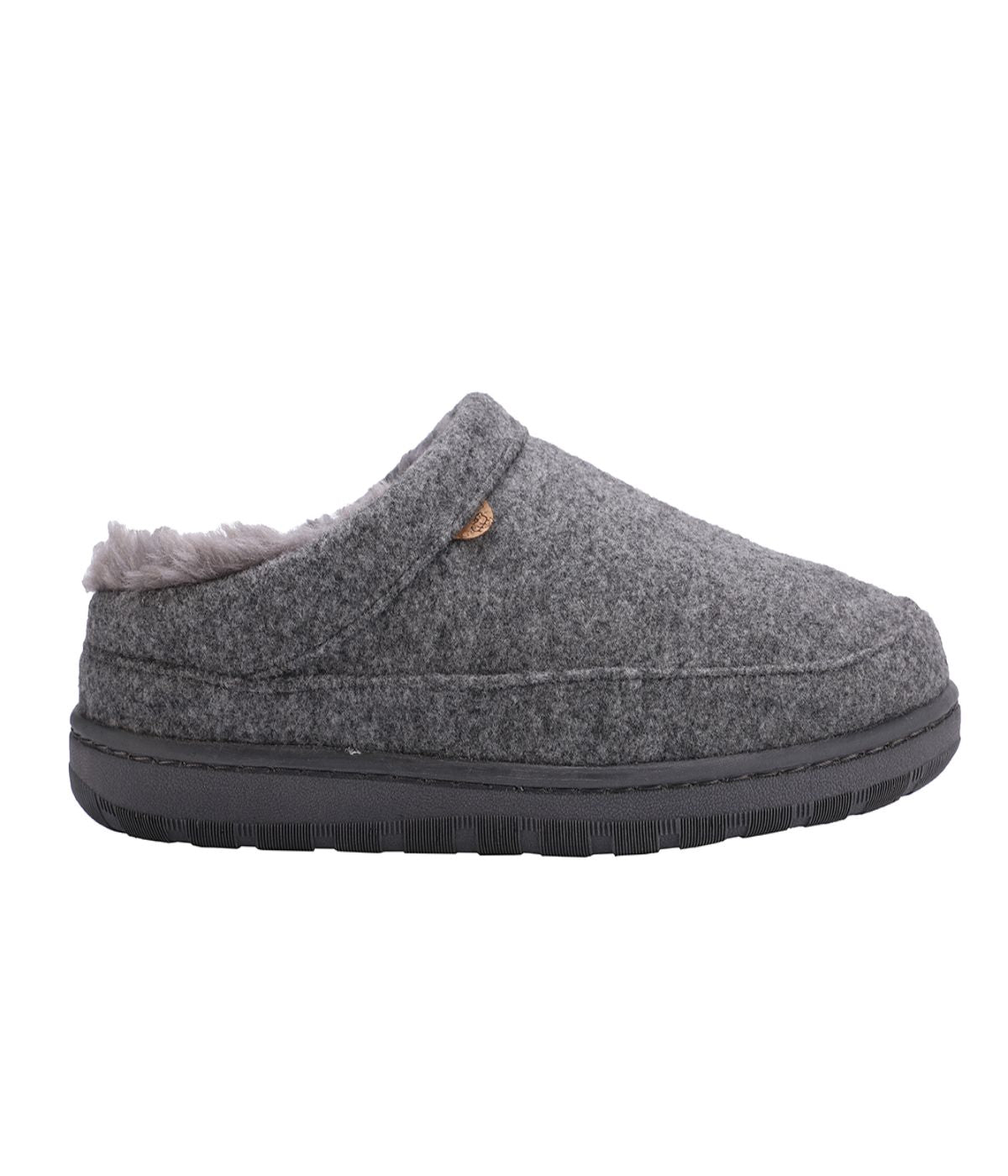 Men's clog slipper with fur lining Grey Wool