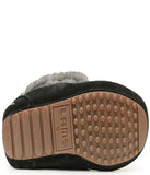 Classic Ladies rich suede Moc with fur lining & plush fur collar BLACK