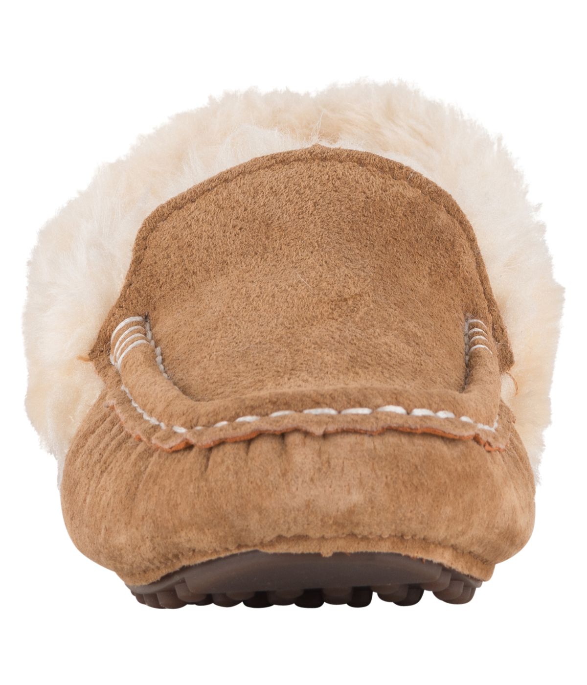 Classic Ladies rich suede Moc with fur lining & plush fur collar CHESTNUT