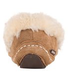 Classic Ladies rich suede Moc with fur lining & plush fur collar CHESTNUT