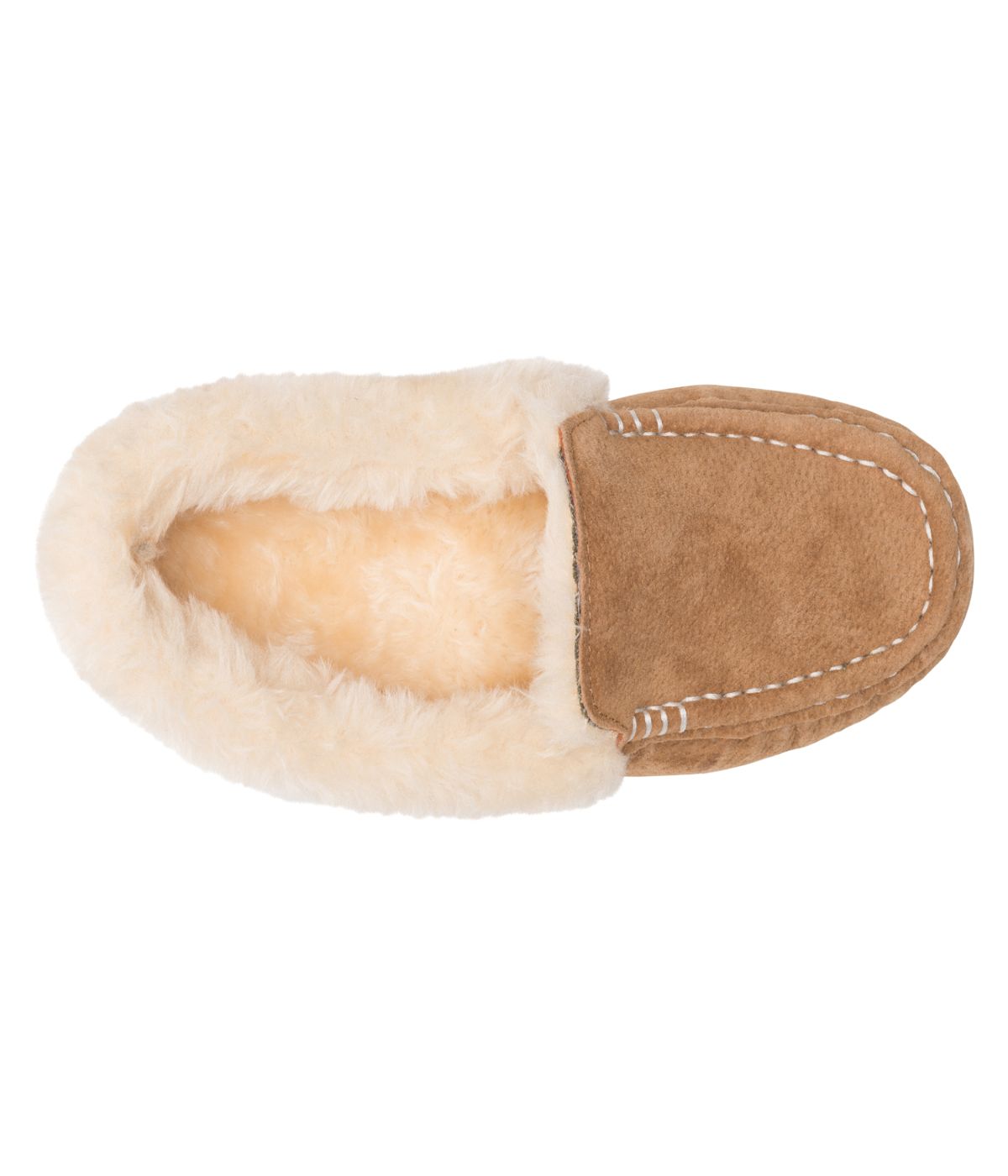 Classic Ladies rich suede Moc with fur lining & plush fur collar CHESTNUT