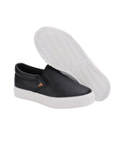 Ladies double gore slip-on shoe in denim, PU or Canvas Black Snakeskin