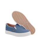 Ladies double gore slip-on shoe in denim, PU or Canvas Denim Blue