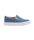 Ladies double gore slip-on shoe in denim, PU or Canvas Denim Blue