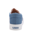 Ladies double gore slip-on shoe in denim, PU or Canvas Denim Blue