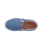 Ladies double gore slip-on shoe in denim, PU or Canvas Denim Blue