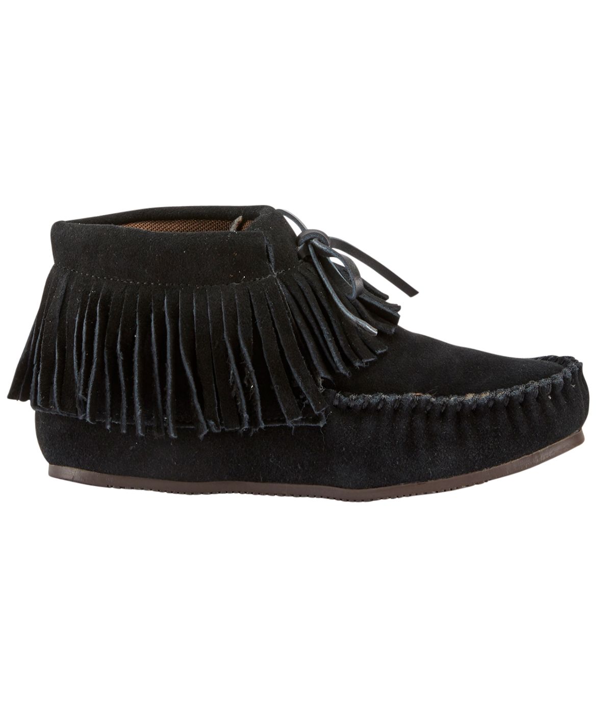 Ladies fringed ankle moccasins Black