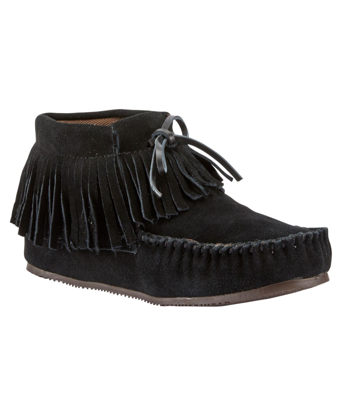 Ladies fringed ankle moccasins Black