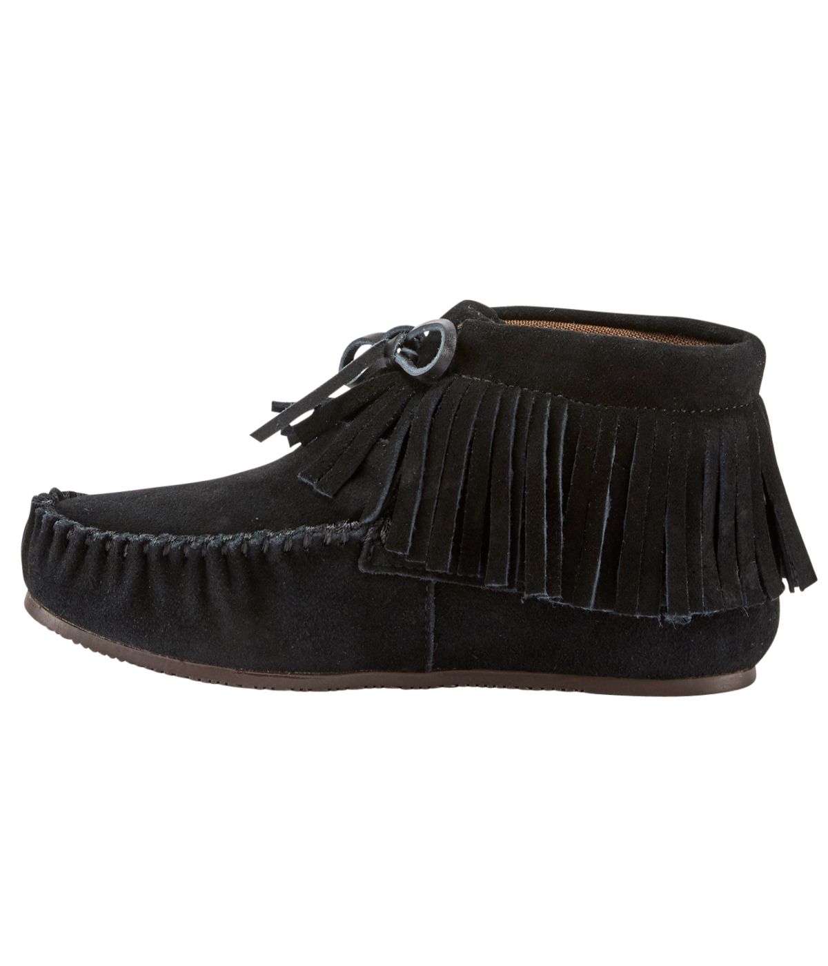 Ladies fringed ankle moccasins Black