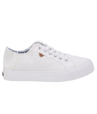 Ladies casual comfort shoe with washed twill or canvas upper Washed White