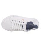 Ladies casual comfort shoe with washed twill or canvas upper Washed White