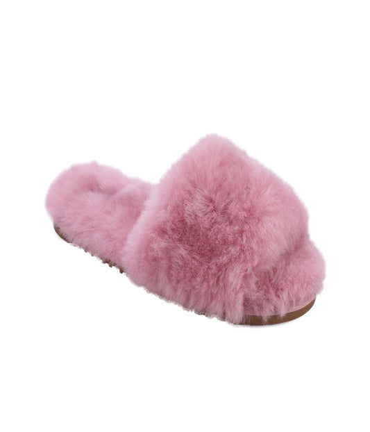 Ladies' slide in plush Australian sheepskin Rose