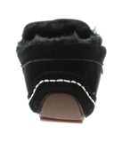 Ladies rich suede slipper moccasin with fur lining Black