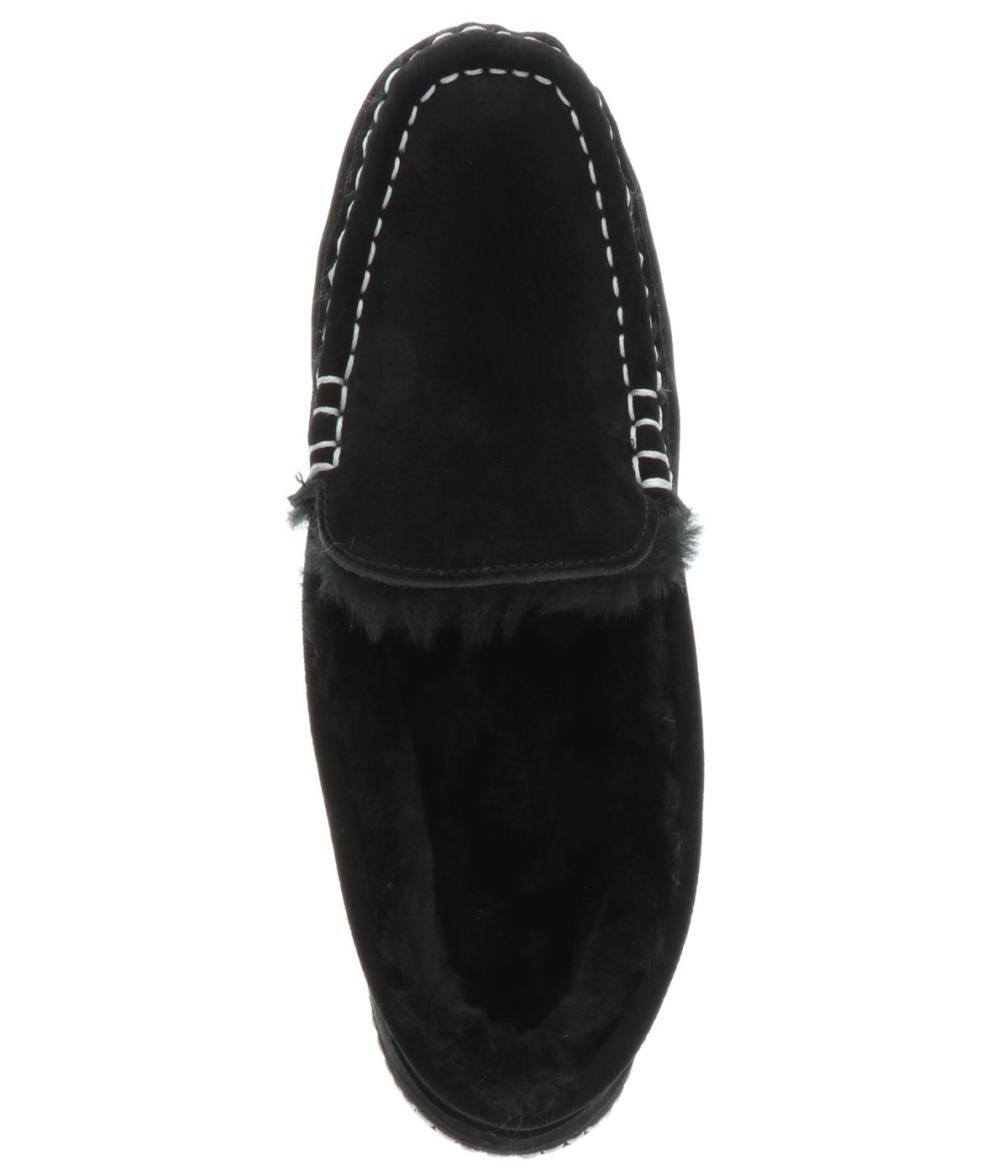 Ladies rich suede slipper moccasin with fur lining Black