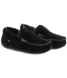 Ladies rich suede slipper moccasin with fur lining Black