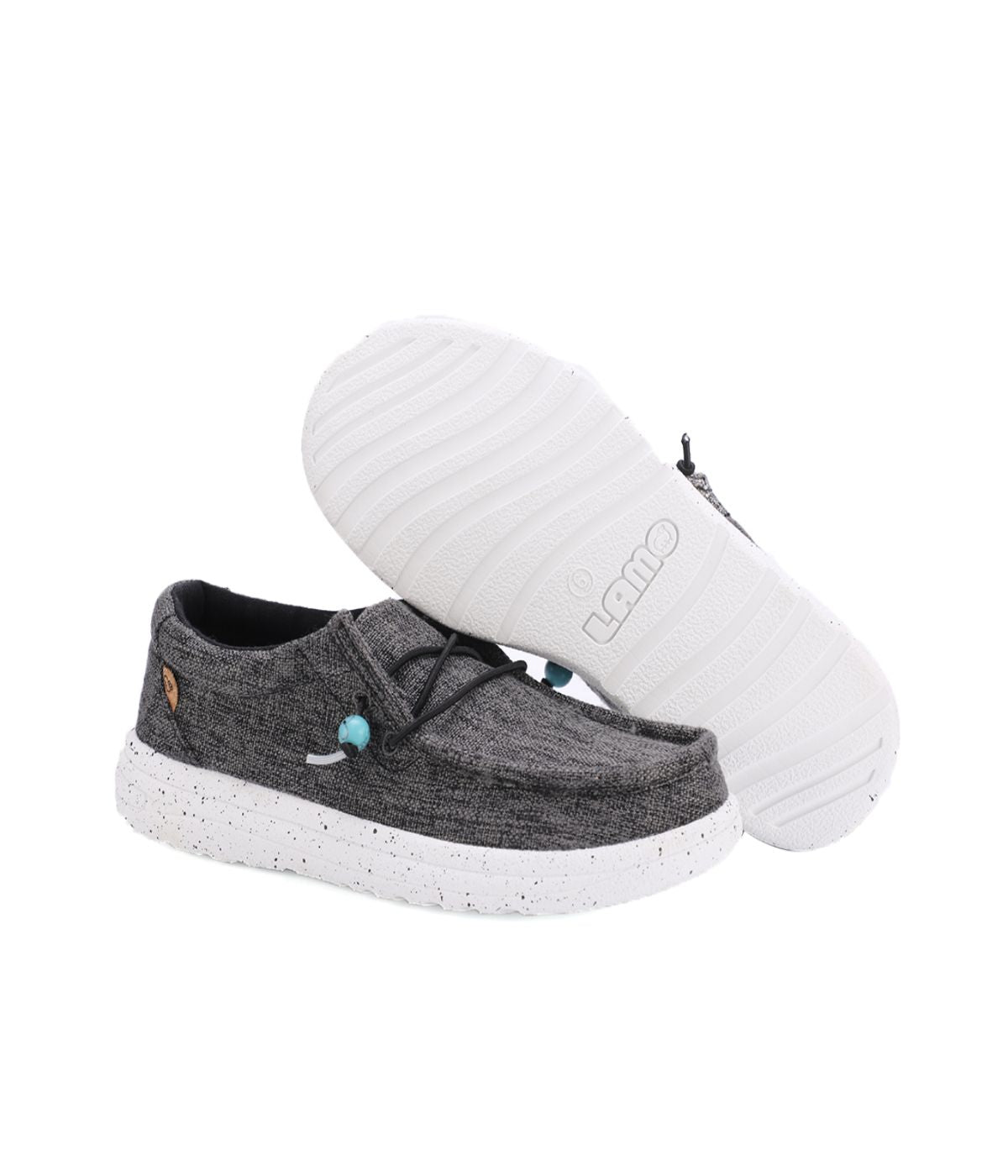Ladies casual shoe in Linen and Canvas Black