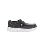 Ladies casual shoe in Linen and Canvas Black