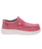Ladies casual shoe in Linen and Canvas Pink