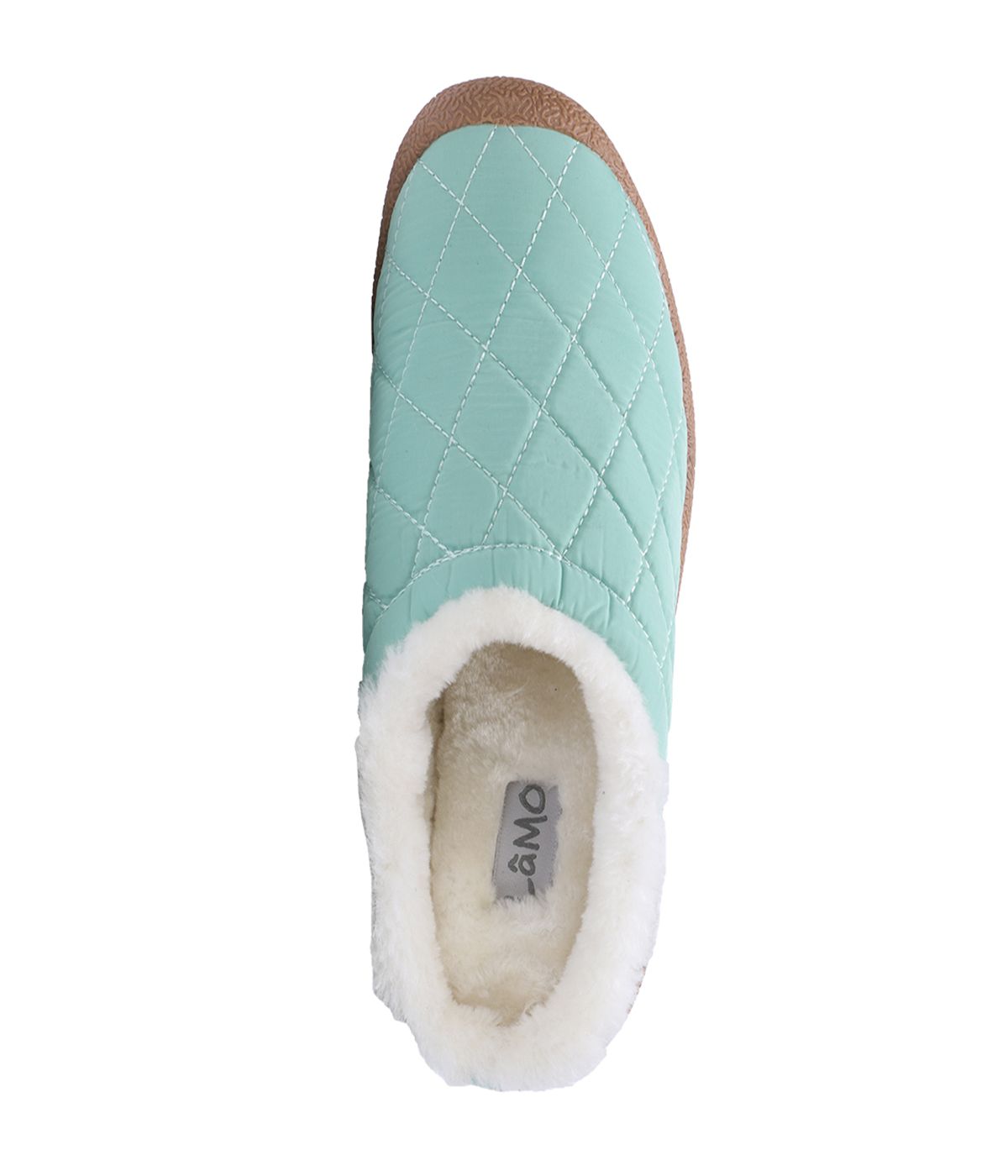 Ladies Quilted nylon slipper with fur lining SAGE