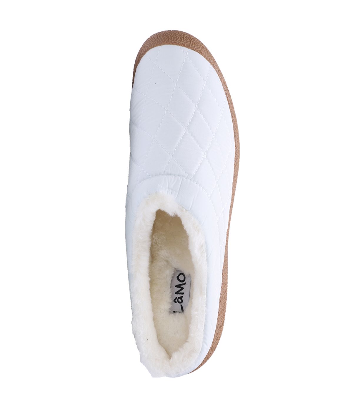 Ladies Quilted nylon slipper with fur lining WHITE