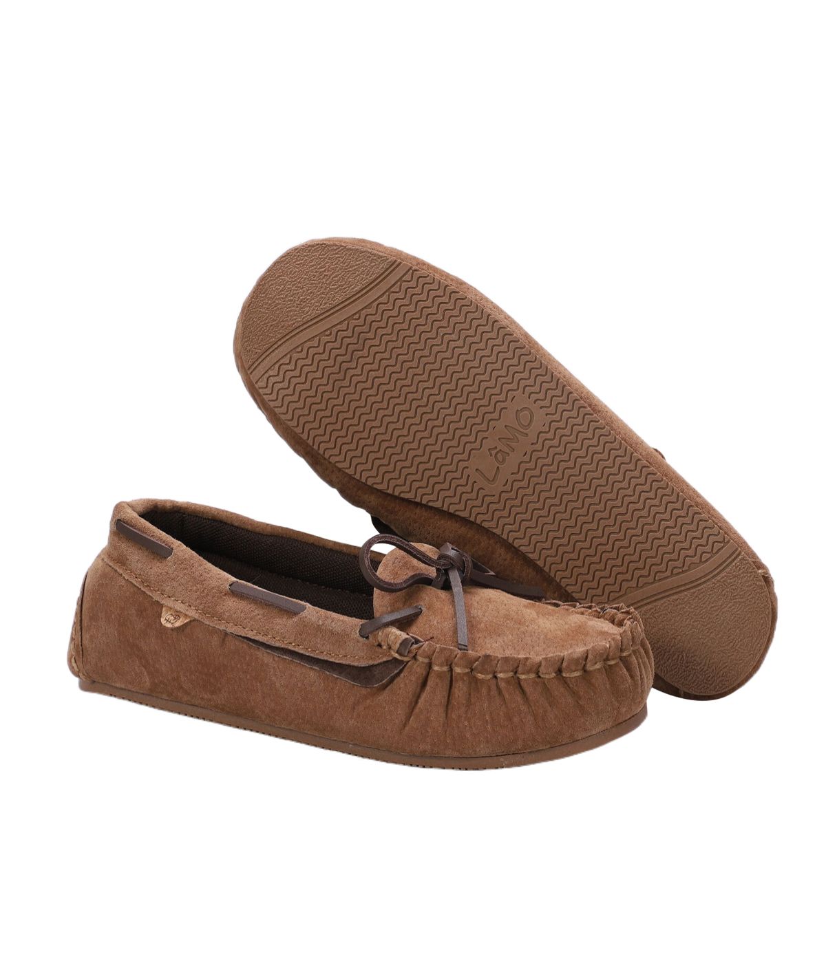 Ladies mesh-lined slipper moccasins Chestnut