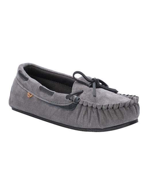 Ladies mesh-lined slipper moccasins GREY