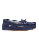 Ladies mesh-lined slipper moccasins Navy